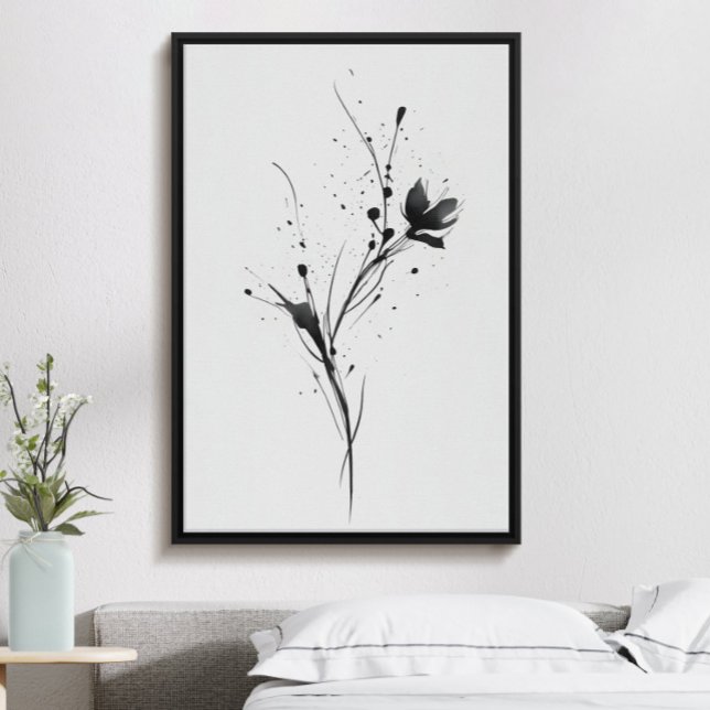 Abstract minimalist black ink flower illustration poster (Creator Uploaded)