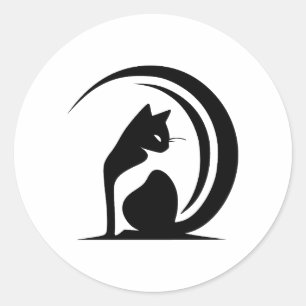 Abstract Minimalist Cat Silhouette Classic Round Sticker