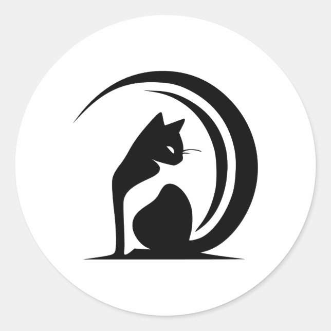 Abstract Minimalist Cat Silhouette Classic Round Sticker (Front)