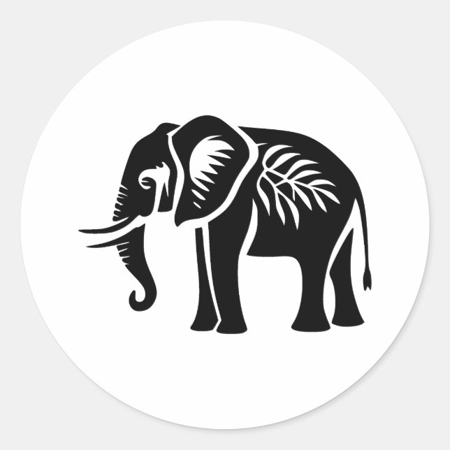 Abstract Minimalist Elephant Silhouette Classic Round Sticker (Front)
