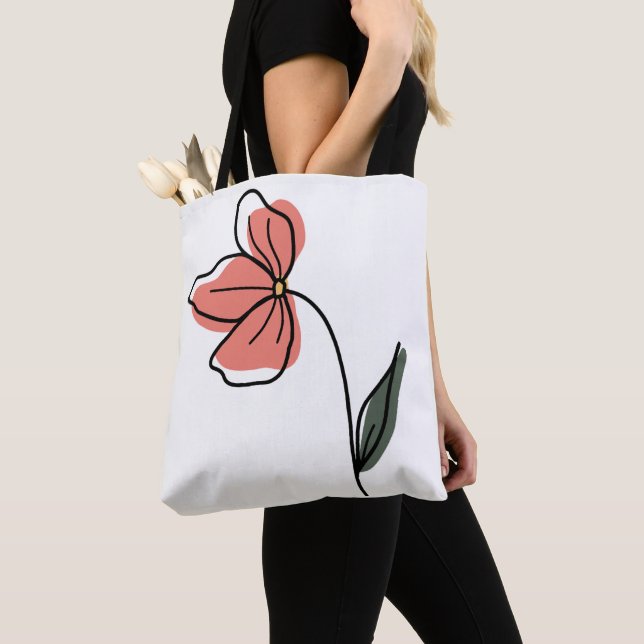 Abstract Minimalist Flowers Tote Bag (Close Up)