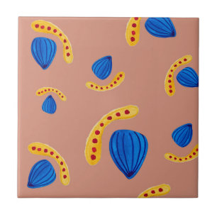 Abstract Minimalist Garden in Earth Tones Ceramic Tile
