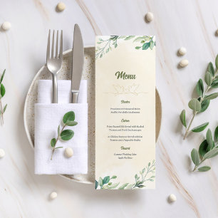 Abstract Minimalist Leaf Wedding Menu