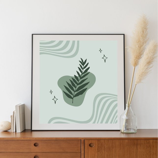 Abstract Minimalist Leaves Poster (Living Room)