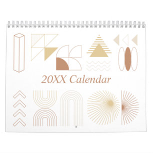 Abstract Minimalist Lined And Shape Geometric  Calendar