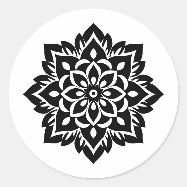 Abstract Minimalist Mandala Silhouette Classic Round Sticker (Front)