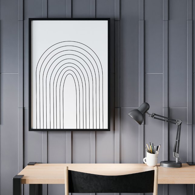 Abstract Minimalist Rainbow Black White Lines Poster (Creator Uploaded)