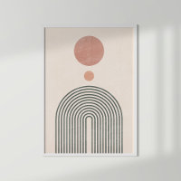 Abstract Minimalist Rainbow, Sun and Moon