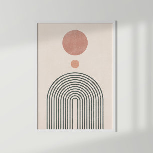 Abstract Minimalist Rainbow, Sun and Moon Poster