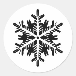 Abstract Minimalist Snowflake Silhouette Classic Round Sticker