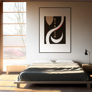 Abstract Minimalist Teardrop and Crescent Moon Poster