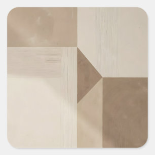 Abstract minimalist wabi style geometric art square sticker