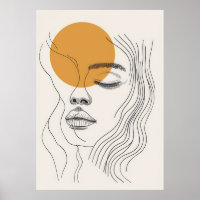 Abstract minimalist woman face line art