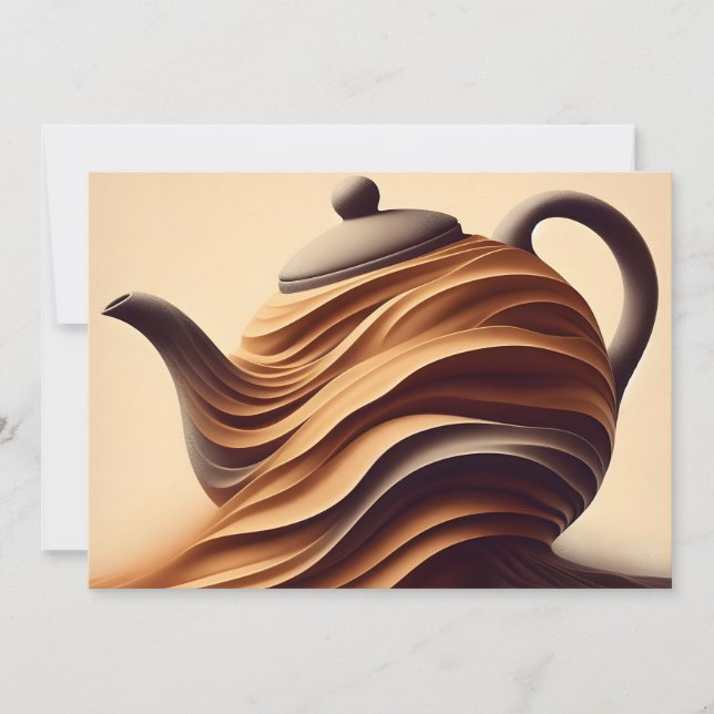 Abstract Minimalist Zen Flowing Teapot Announcement (Front)