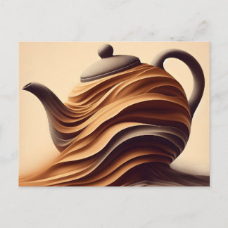 Abstract Minimalist Zen Flowing Teapot Announcement Postcard