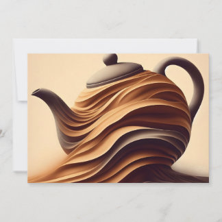 Abstract Minimalist Zen Flowing Teapot Holiday Card
