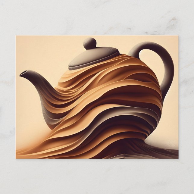 Abstract Minimalist Zen Flowing Teapot Holiday Postcard (Front)