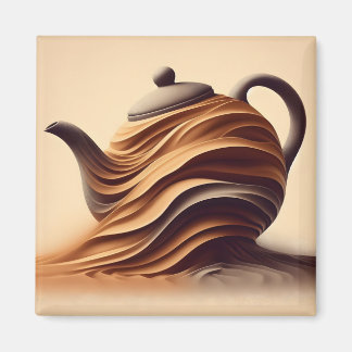 Abstract Minimalist Zen Flowing Teapot Magnet