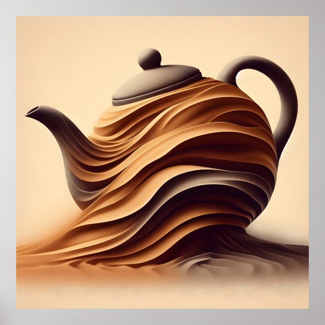 Abstract Minimalist Zen Flowing Teapot Poster (Front)