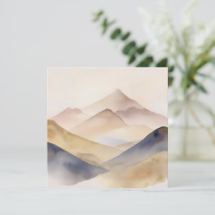 Abstract minimalistic watercolor beige mountains invitation
