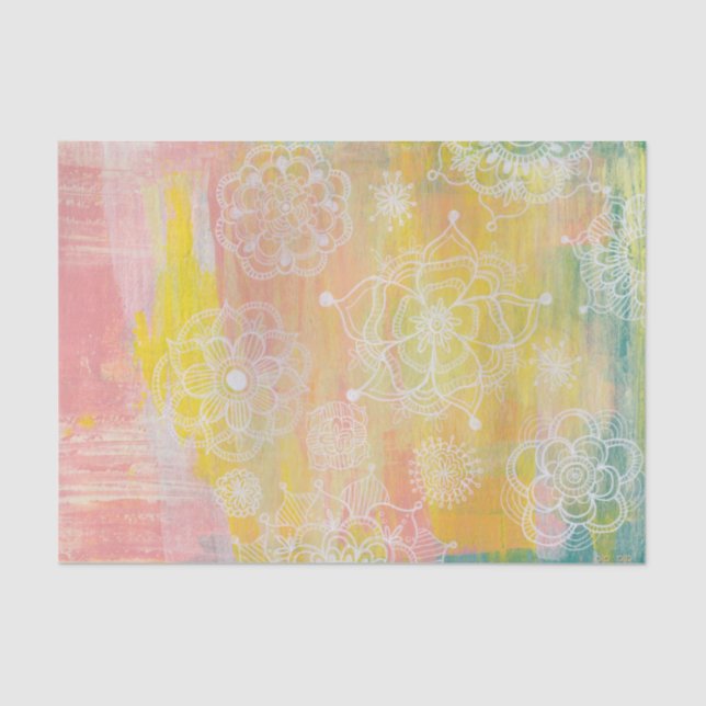 Abstract Mixed Media Artist Art Paint Tissue Paper (Front)