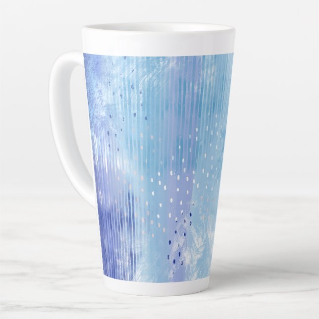 Abstract Mixed Media Blue Turquoise Yellow Latte Mug (Left Angle)