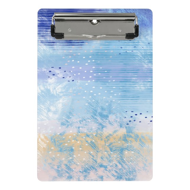 Abstract Mixed Media Blue Turquoise Yellow Mini Clipboard (Front)