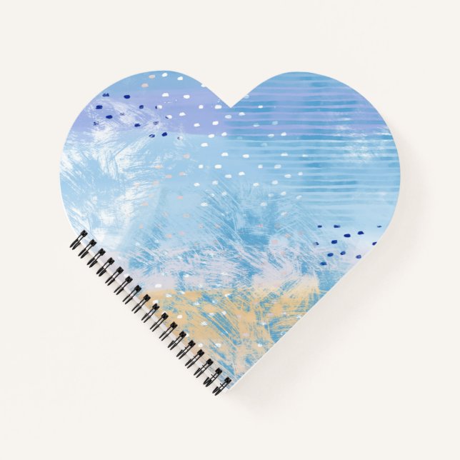 Abstract Mixed Media Blue Turquoise Yellow Notebook (Front)