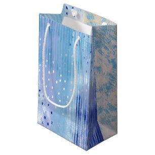 Abstract Mixed Media Blue Turquoise Yellow Small Gift Bag