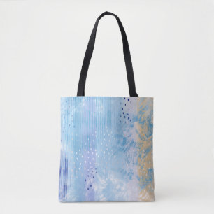 Abstract Mixed Media Blue Turquoise Yellow Tote Bag