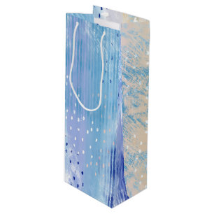 Abstract Mixed Media Blue Turquoise Yellow Wine Gift Bag