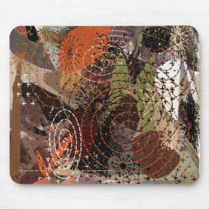 Abstract Mixed Media Earthy Autumnal Colours Mouse Pad