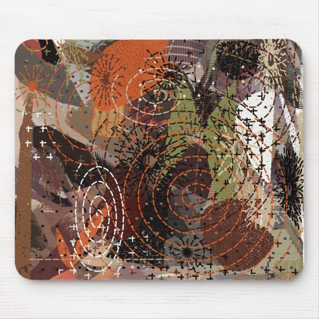 Abstract Mixed Media Earthy Autumnal Colours Mouse Pad (Front)