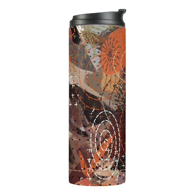 Abstract Mixed Media Earthy Autumnal Colours Thermal Tumbler (Rotated Left)