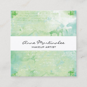 Abstract Mixed Media Green Blue Square Business Card