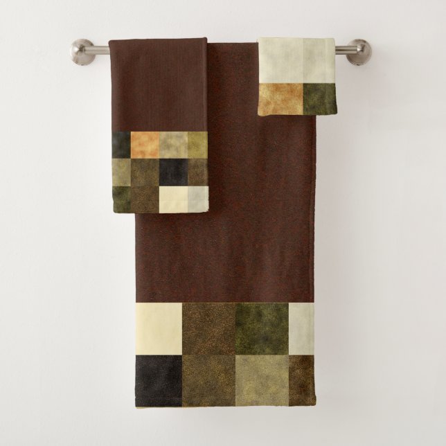Abstract Mocha Embellished Bathroom Towel Set (Insitu)