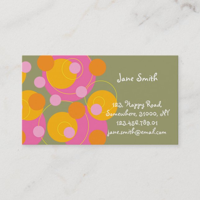 Abstract Mod Art Retro Fun Pink Dots Profile Card (Front)