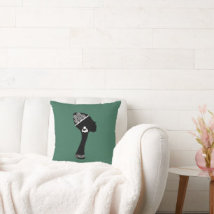 Abstract modern African American woman art Cushion