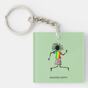 Abstract, modern African Art Elegant Dancer Key Ring