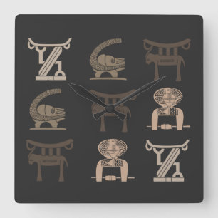 Abstract Modern African symbols art Square Wall Clock