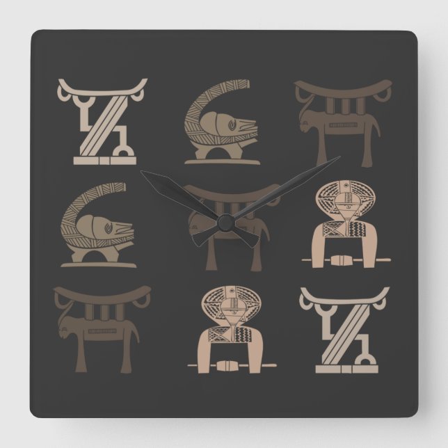 Abstract Modern African symbols art Square Wall Clock (Front)