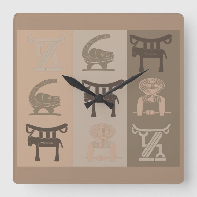 Abstract Modern African symbols art Square Wall Clock (Front)