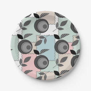 Abstract modern apple fruit patchwork geometrical paper plate