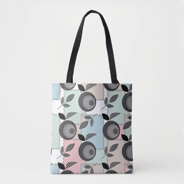 Abstract modern apple fruit patchwork geometrical tote bag (Front)