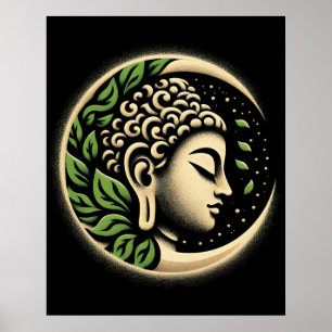 Abstract Modern Art Calm Buddha Profile Portrait Poster