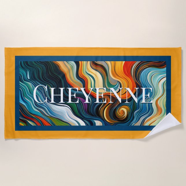 Abstract Modern Art Colour Swirls Jewel Tone Beach Towel (Front)