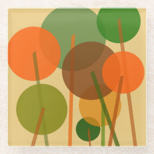 Abstract Modern Art Geometric Floral Pattern Glass Coaster