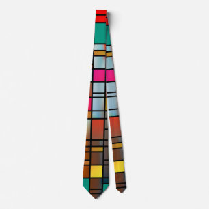 Abstract Modern Art Grid Pattern Neck Tie