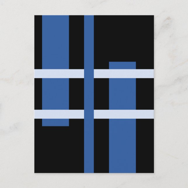 Abstract Modern Art Lines Blue Black Postcard (Front)