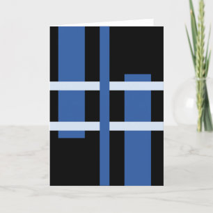 Abstract Modern Art Lines Blue Black Thank You Card